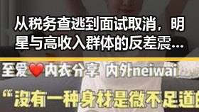 从税务查逃到面试取消，明星与高收入群体的反差震撼吃瓜群众